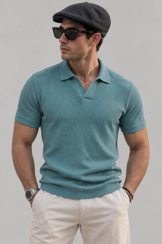 Men’s Textured Knit Polo Shirt